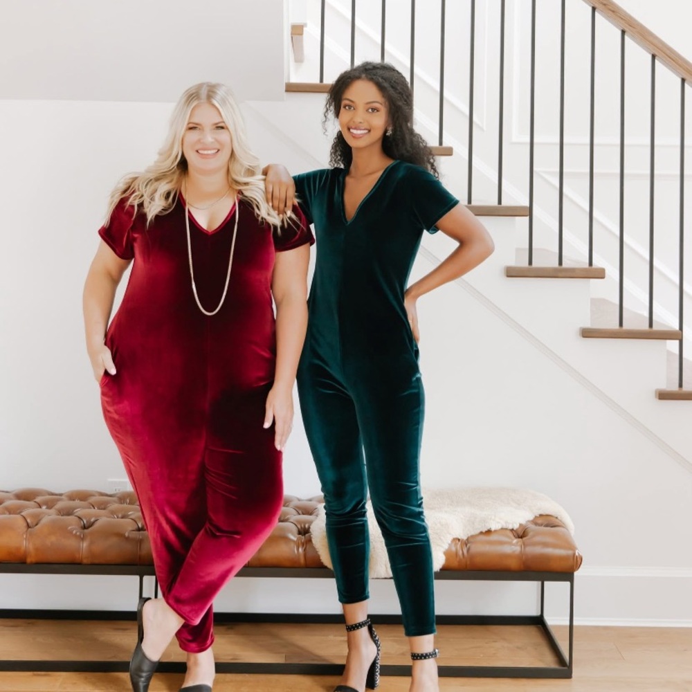 Smash + Tess Green Velvet Jumpsuit Sunday Romper size S